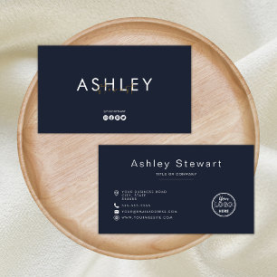 Carte De Visite Logo professionnel Moderne Minimaliste Marine Bleu
