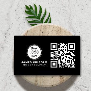 Carte De Visite Logo professionnel moderne noir Code QR