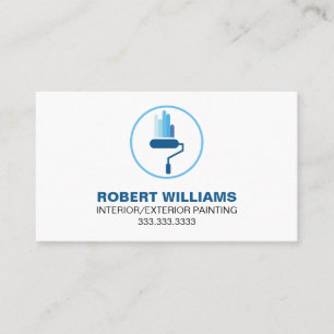 Carte De Visite Logo professionnel Peintre Maison Blanche Bleue