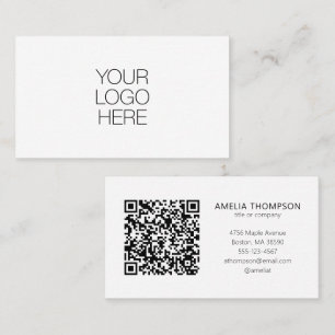 Carte De Visite Logo professionnel personnalisé Code QR blanc