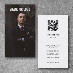 Carte De Visite Logo professionnel photo moderne Code QR