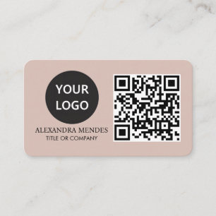 Carte De Visite Logo professionnel QR Code, Boho Beige Professiona