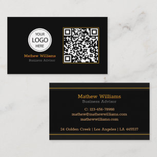 Carte De Visite Logo professionnel QR Code, Moderne Black Monogr