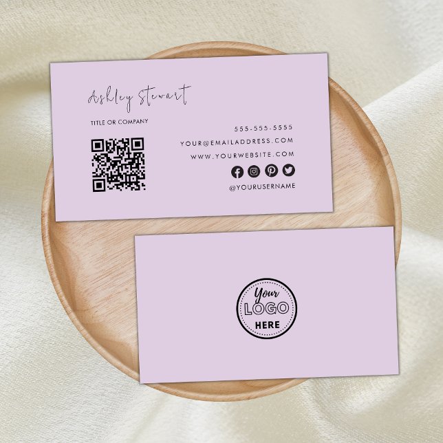 Carte De Visite Logo professionnel Qr Code Moderne tendance violet (Créateur téléchargé)