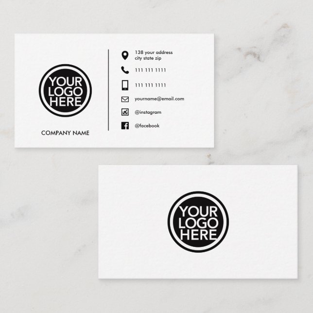 Carte De Visite Logo promotionnel personnalisé (Devant / Derrière)