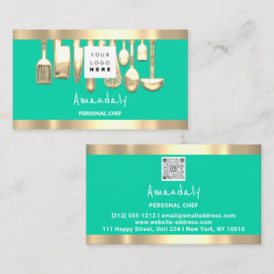 Carte De Visite Logo QR Chef personnel Cuisine Restaurant Monnaie