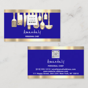 Carte De Visite Logo QR Chef personnel Cuisine Restaurant Nourritu