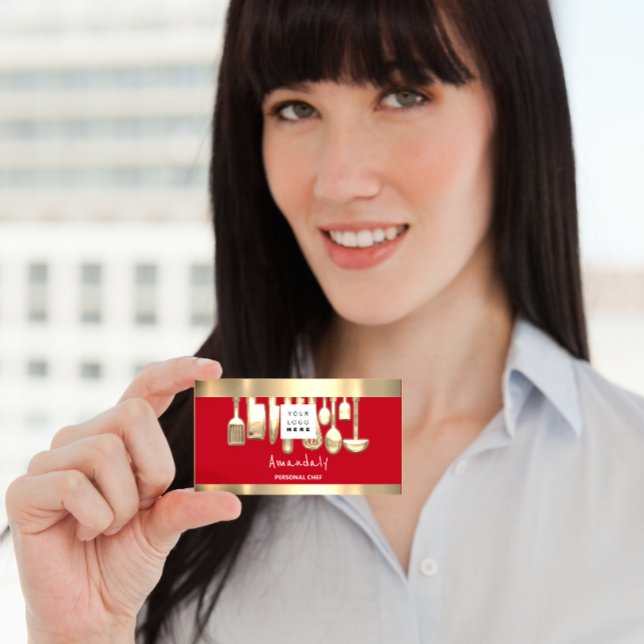 Carte De Visite Logo QR Chef personnel Cuisine Restaurant Nourritu (Créateur téléchargé)