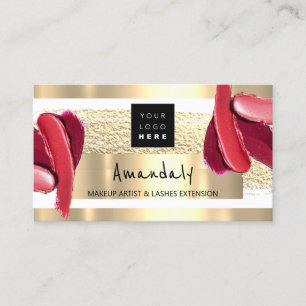 Carte De Visite Logo QR CODE Logo Gold Pink Strokes maquillage Art