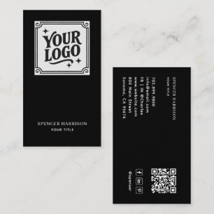 Carte De Visite Logo QR Code Minimaliste Moderne Noir pour les Méd
