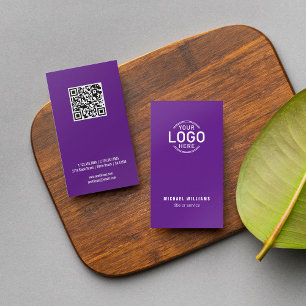 Carte De Visite Logo QR Code minimaliste violet moderne personnali