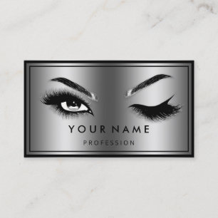 Carte De Visite Logo QR CODE personnalisé Eyelashes Cadres gris