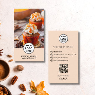 Carte De Visite Logo QR de photo personnalisée pour boulangerie