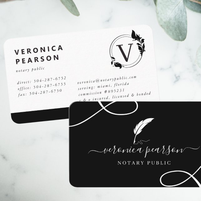 Carte De Visite Logo Quill de l'agent de signature publique du not (Créateur téléchargé)