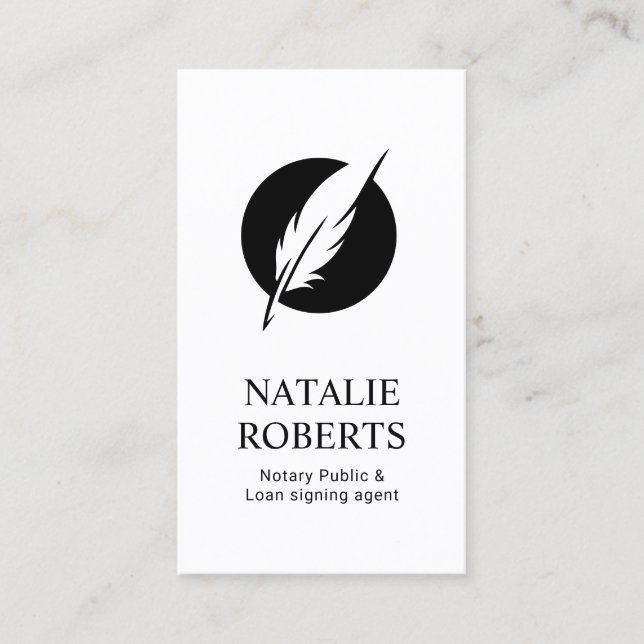 Carte De Visite Logo Quill Professionnel de l'agent de signature d (Devant)