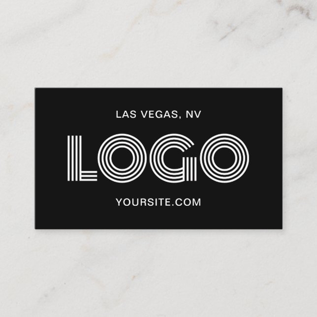 Carte De Visite Logo rectangulaire moderne noir et blanc (Devant)