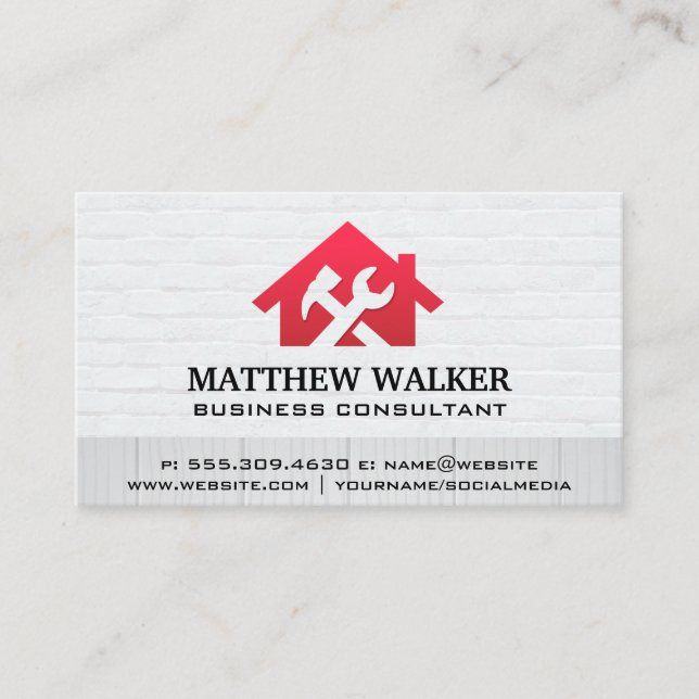 Carte De Visite Logo Red Home Wrench | Services de réparation mais (Devant)