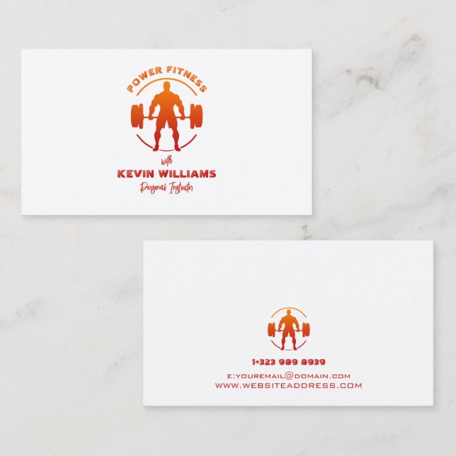 Carte De Visite Logo Red Orange Power Fitness (Devant / Derrière)