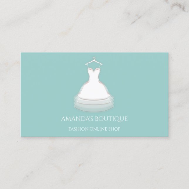 Carte De Visite Logo Robe Blanche Fashion Mariage Événement Aqua (Devant)
