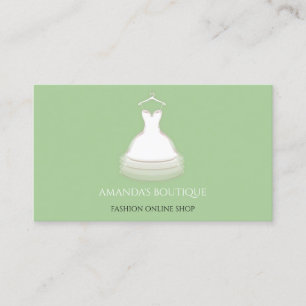Carte De Visite Logo Robe Blanche Mode Mariage Événement Mint Vert
