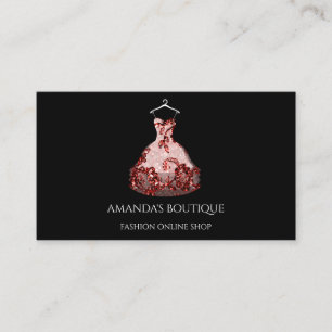 Carte De Visite Logo Robe Blanche Mode Mariage Événement Rouge Noi