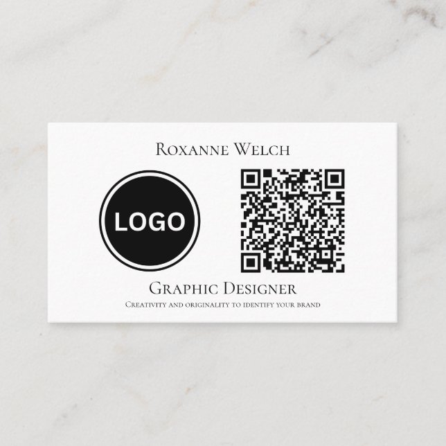 Carte De Visite Logo rond Code QR Entreprise Entreprise Minimal (Devant)