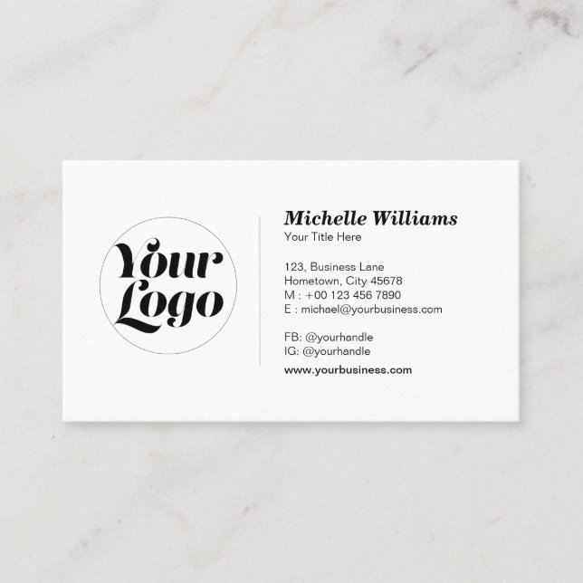 Carte De Visite Logo Rond Personnalisé Professionnel Moderne Simpl (Devant)
