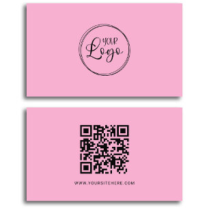 Carte De Visite Logo rose clair et noir minimaliste QR Code