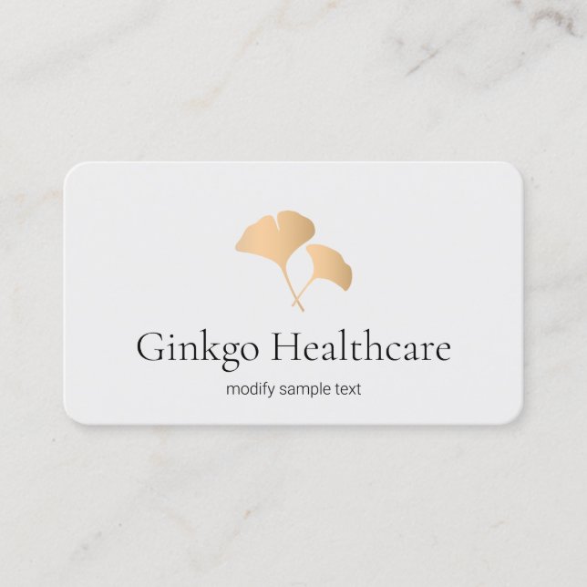 Carte De Visite Logo rose Gold Ginkgo Leaf (Devant)