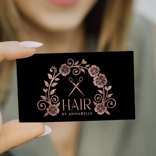 Carte De Visite Logo rose Gold Hairstylist (Créateur téléchargé)