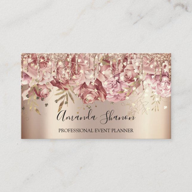 Carte De Visite Logo rose Gold Pink Confetti Drio QR CODE (Devant)