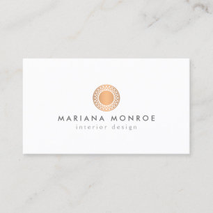 Carte De Visite Logo rose moderne vintage de Sun d'or sur le blanc