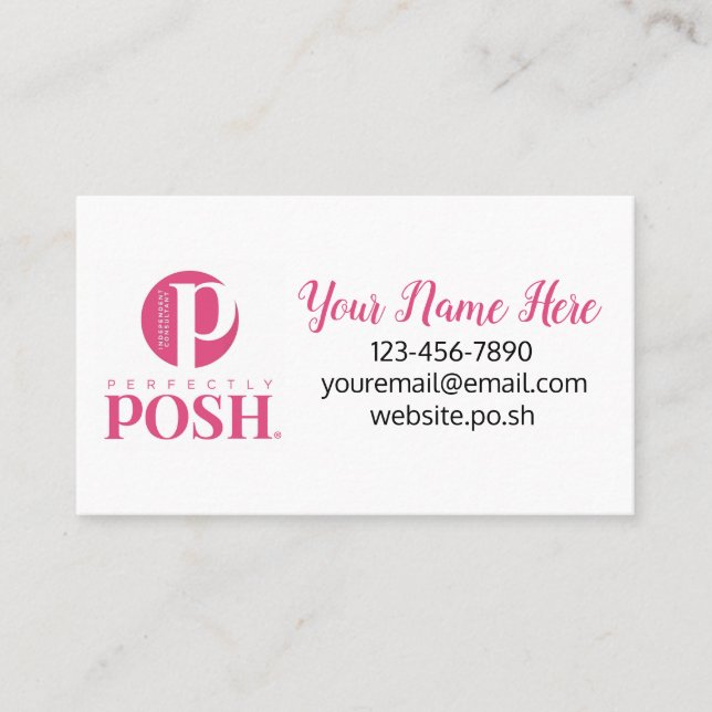 Carte De Visite Logo rose Parfaitement Posh (Devant)