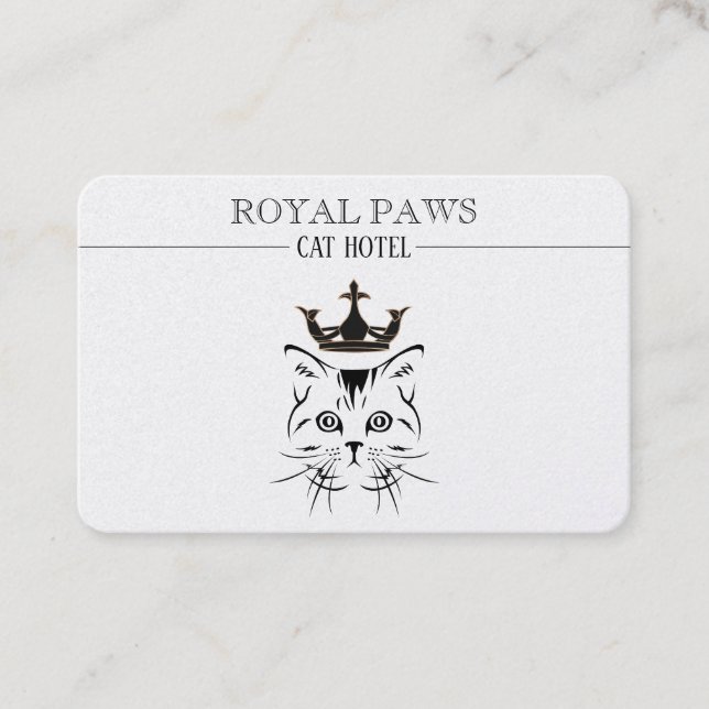 Carte De Visite Logo royal d'hôtel de chat (Devant)