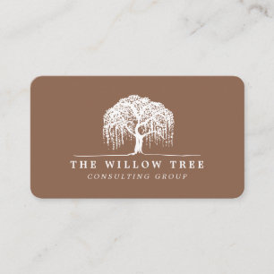 Carte De Visite Logo Russe Moderne Tan Brown & White Willow Tree