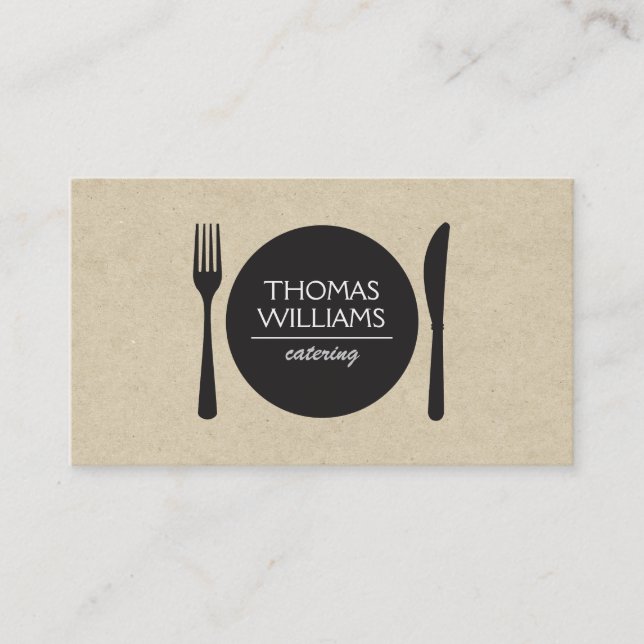 Carte De Visite Logo Rustic Fork & Knife pour Chefs & Restaurants (Devant)