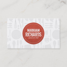 Carte De Visite Logo Rustic Red Circle pour Chef, Restauration, Bo