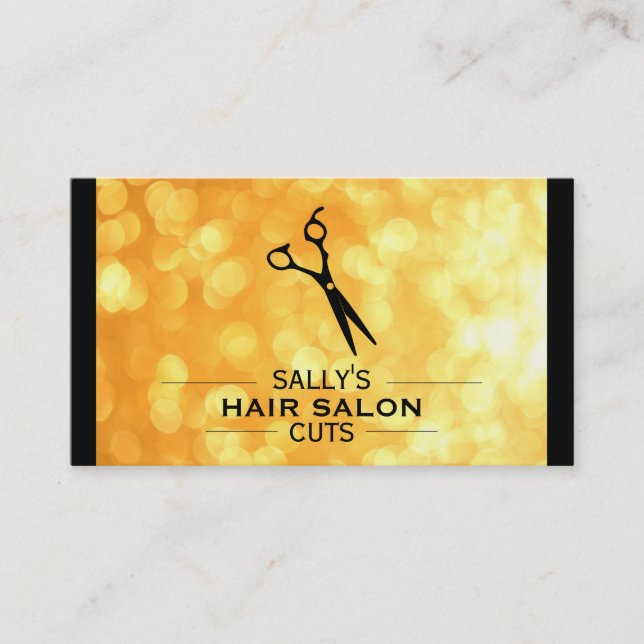 Carte De Visite Logo Shears avec Dividers (bokeh or) (Devant)