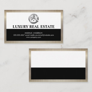 Carte De Visite Logo Silver Real Estate Bordure