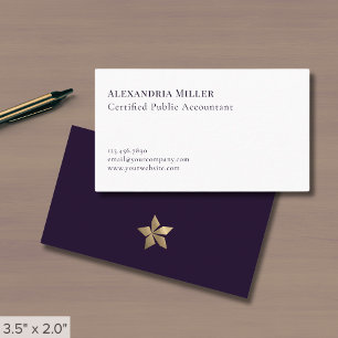 Carte De Visite Logo simple blanc violet or