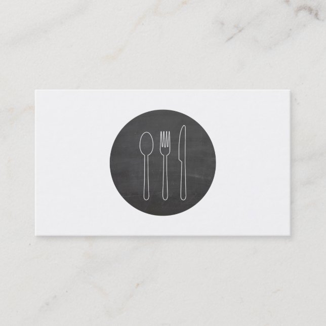 Carte De Visite Logo Simple Cutlery pour la restauration, Chefs (Devant)