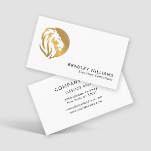 Carte De Visite Logo simple en or Lion