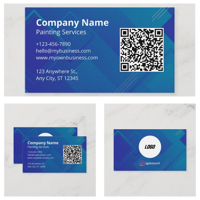 Carte De Visite Logo simple et élégant de numérisation de code QR (Simple Elegant QR Code Scannable Logo Business Cards)
