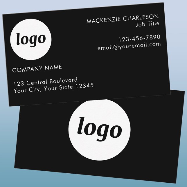 Carte De Visite Logo simple et noir de texte (Logo with text professional minimalist business card)