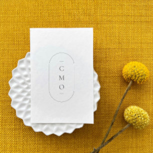 Carte De Visite Logo simple minimaliste de monogramme blanc