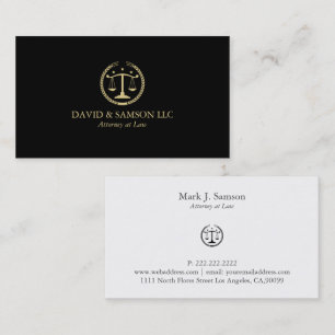 Carte De Visite Logo Simple Minimaliste Gold Justice Sur Noir