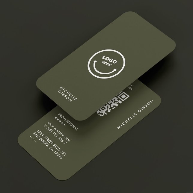 Carte De Visite Logo simple professionnel Dark Green Army moderne (Simple Logo Professional Dark Green Army Modern Business Card
)
