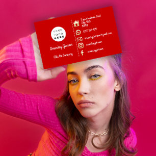 Carte De Visite Logo Social Media Gold QR Code Red Gold