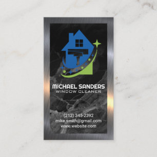 Carte De Visite Logo Squeegee Services de nettoyage Métal de m