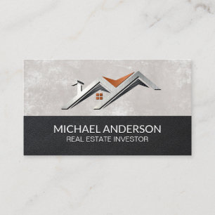 Carte De Visite Logo Stylisé sur le toit   Texture en cuir